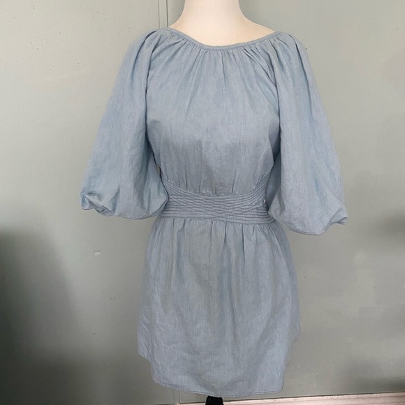 Love The Label Anthropologie Blue Denim Chambray nightgown cutout dress - Picture 4 of 14
